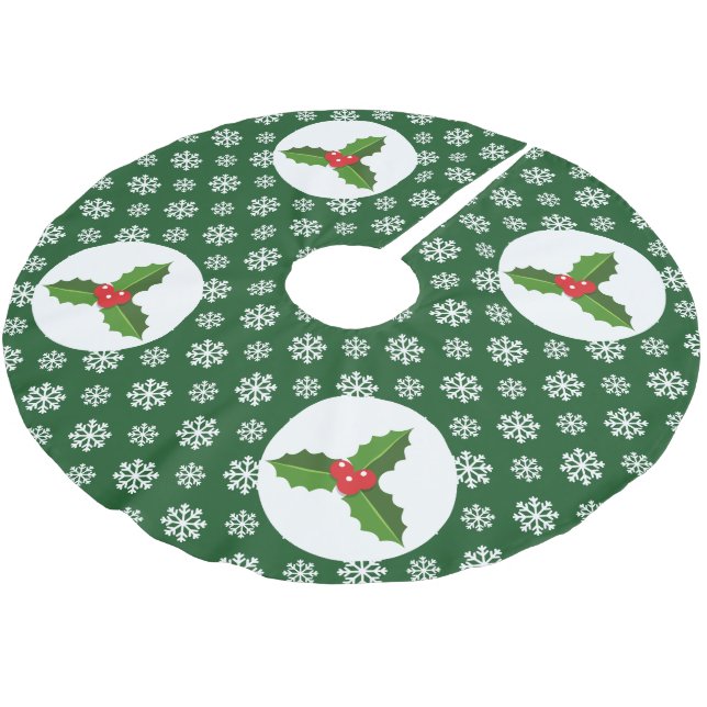 Grönten jul Holly Snöflingor Julgransmatta Borstad Polyester (Vinklad)