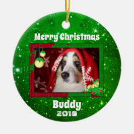 Grönten Jul Hund Pet Photo Namn Year Julgransprydnad Keramik
