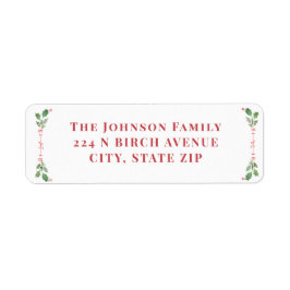 Grönten julFoliage och Red Returadress Etikett