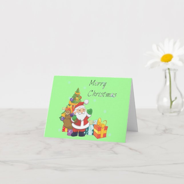 grönten julgran och Santa God jul Kort (Liten växt)