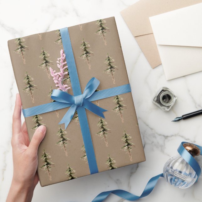 Grönten Julgranar i  för skogsträtt i Rustic Kraft Presentpapper (Gifting)