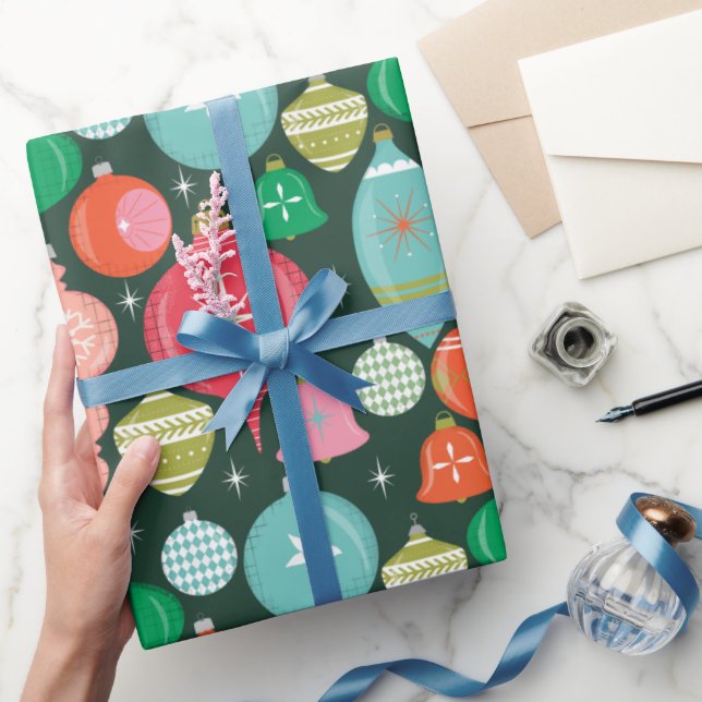 Grönten Juli Retro Ornaments  Presentpapper (Gifting)