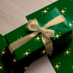 Grönten julklapp med minimalistiska moderna guld-s presentpapper<br><div class="desc">Elegant,  enkel faux guld-mousserande stjärnor mönster julgranens helgdag-grönt som omsluter papper.</div>