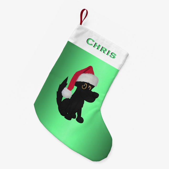 Grönten Julsvart Hund, Personlig Liten Julstrumpa (Framsidan (Hängande))