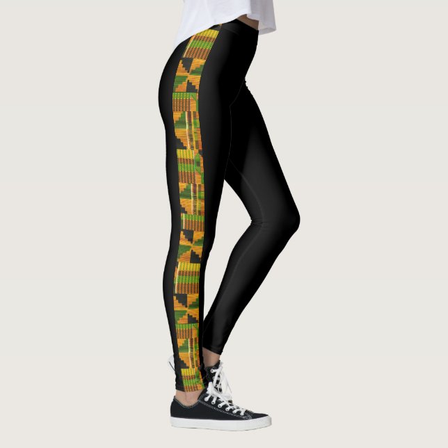 grönten Kente Tribal African Fabric orange  Leggings (Höger)
