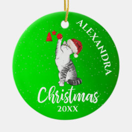 Grönten Kids i julklappen Kat Santa Hat Julgransprydnad Keramik