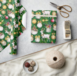 Grönten Klassiska julrenar och prydnadsföremål Presentpapper