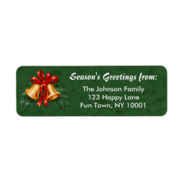 Grönten Klockor och Holly Löv Returadress Etikett