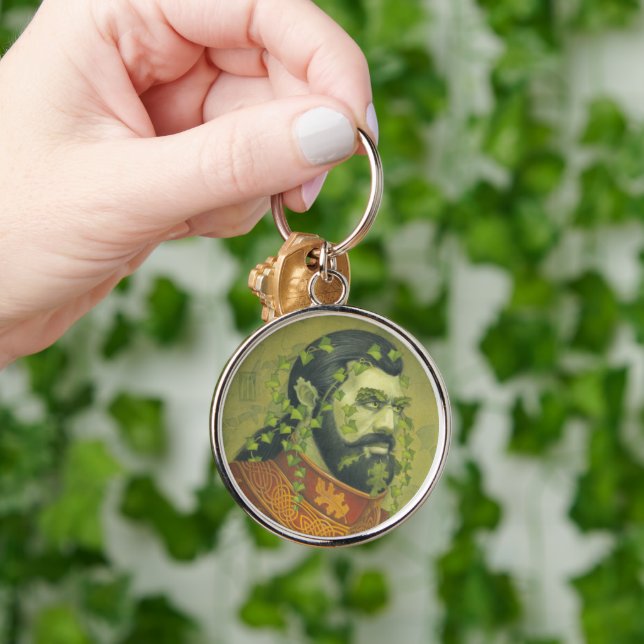 Grönten Knight Rund Silverfärgad Nyckelring (Hand)