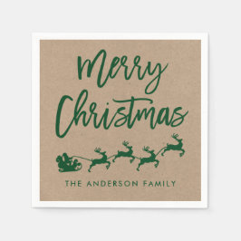 Grönten Kraft Modern Push Script jultomte Pappersservett