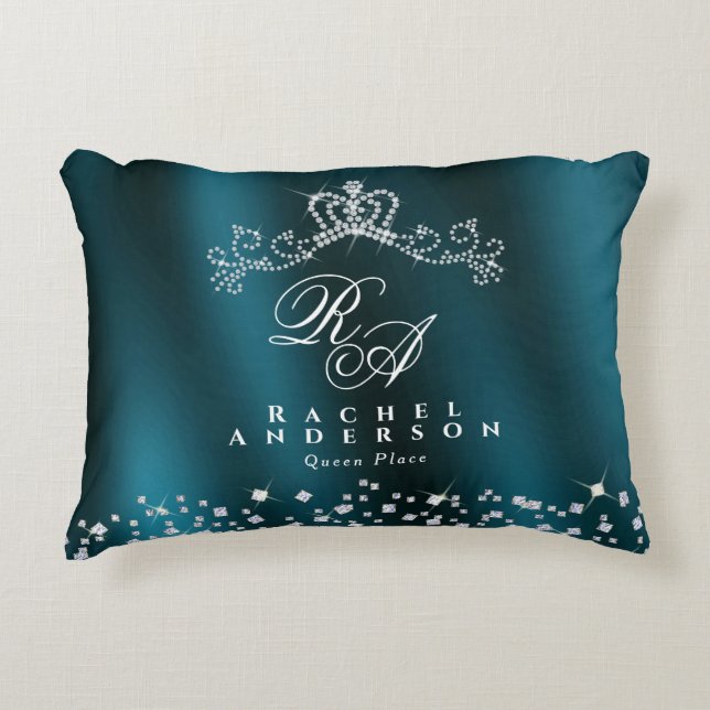 Grönten Krona Monogram Prydnadskudde (Framsidan)