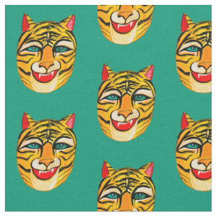Grönten Laughing Tiger Watercolor Tyg