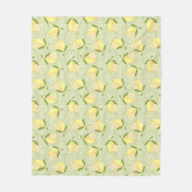 Grönten Lemon Motif Kärlek Fleecefilt (Framsidan)