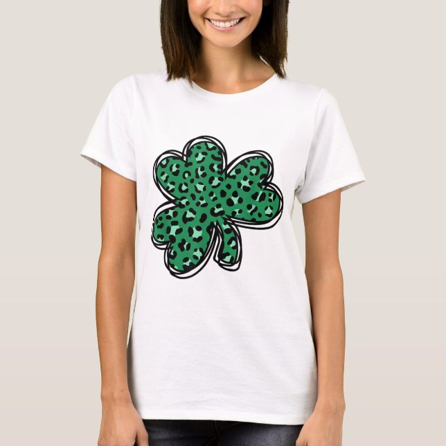Grönten Leopard Klöver Shamrock Me T Shirt (Framsida)