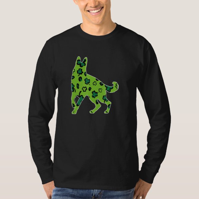 Grönten Leopard Sha  för den tyska schepherd St Pa T Shirt (Framsida)