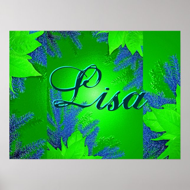 Grönten Lisa Jul Poinsettia Poster (Framsidan)