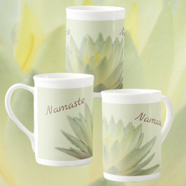 Grönten Lotus Blommigt Botanical Namaste Pastel Gu Benporslin Mugg