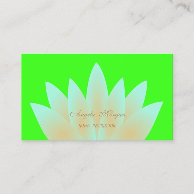 Grönten Lotus Flower Neon Elegant Visitkort (Framsida)