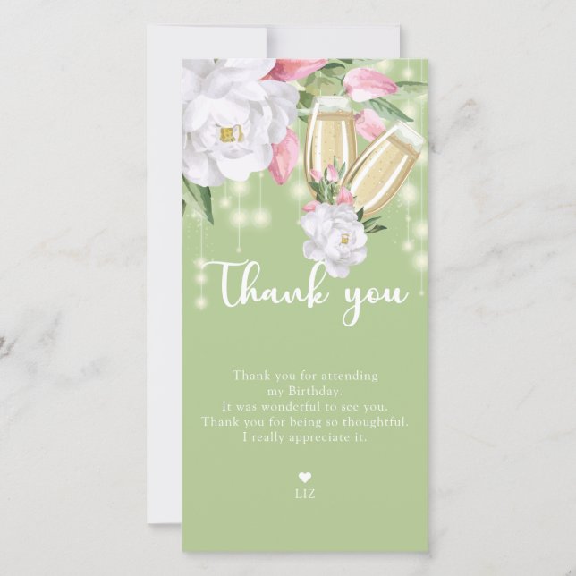 Grönten Luxi Blommigt 30års födelsedag Tack Kort (Framsida)