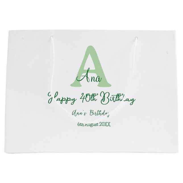 grönten Lycklig 40-årsdag lägger till namn-monogra (Framsidan)