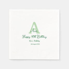 grönten Lycklig 40-årsdag lägger till namn-monogra Pappersservett