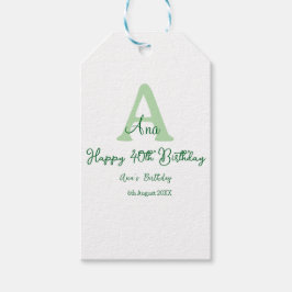 grönten Lycklig 40-årsdag lägger till namn-monogra Presentetikett