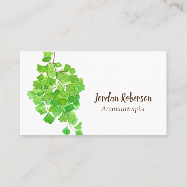 Grönten Maidenhair Fern Plant Watercolor Visitkort (Framsida)