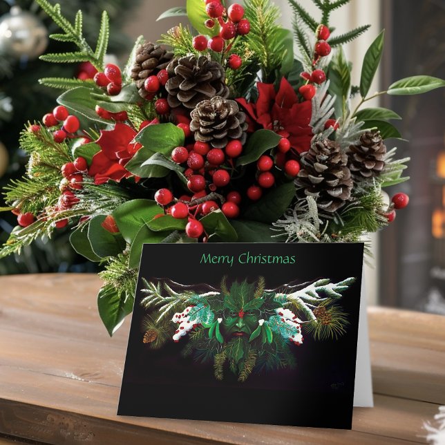 Grönten Man på julvinter Kort (Skapare uppladdad)