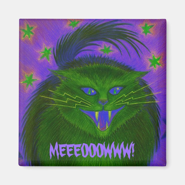 Grönten "MEEEOOOWWW!", kylmagnet! Magnet (Framsidan)