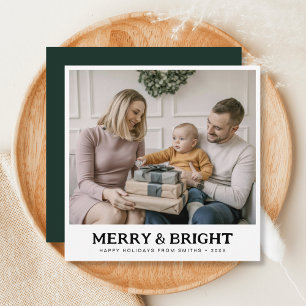 Grönten Merry and Bright Family jul Photo Julkort