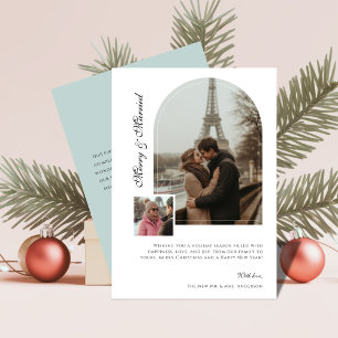 Grönten Merry & Married Arch Photo jul Bröllop Julkort