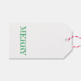 Grönten MERRY Modern Text Jul Helgdag Roligt Presentetikett