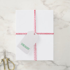 Grönten MERRY Modern Text Jul Helgdag Roligt Presentetikett