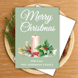 Grönten Minimalistisk God jul Sage för skript Julkort