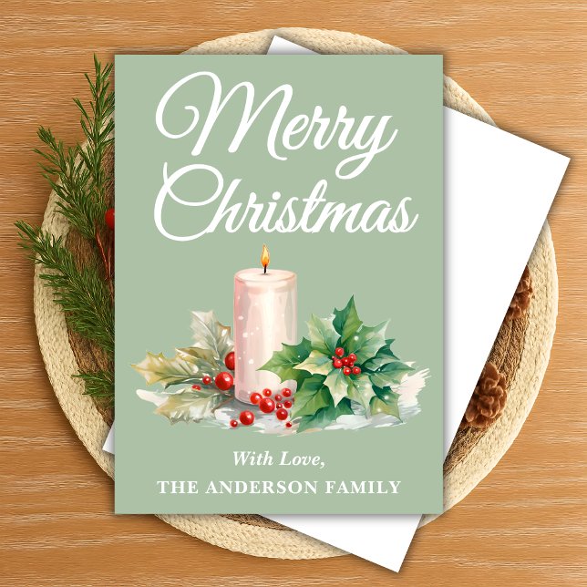 Grönten Minimalistisk God jul Sage för skript Julkort (Skapare uppladdad)