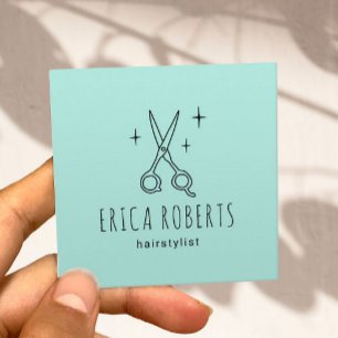 Grönten Minimalistisk myntpunkt i Hair Stylist Cu Fyrkantigt Visitkort