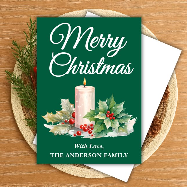 Grönten Minimalistisk skript God jul Julkort (Skapare uppladdad)