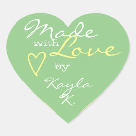 Grönten Mint Made med Kärlek i Heart Shape Ram Hjärtformat Klistermärke