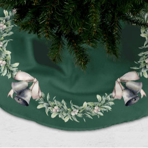 Grönten Mistletoe och Silver Bollar Julgransmatta Borstad Polyester
