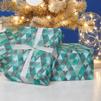 Grönten Modern Abstrakt Triangular Träd Presentpapper