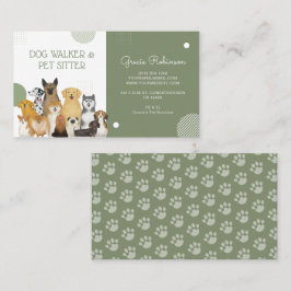 Grönten Modern Dog Walker Pet Sitter Watercolor Sa Visitkort