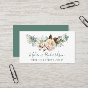 Grönten Modern Elegant Grey Botanical Blommigt Visitkort