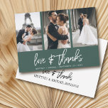 Grönten Modern hand-Lettered Photo Collage Forest Tack Kort<br><div class="desc">Tack till gästerna med det moderna fotokollaget tack vare dina kort med handskrivet "kärlek &-tack".</div>