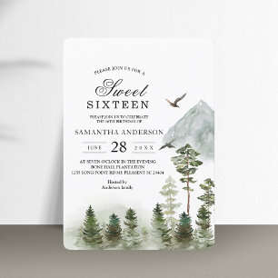 Grönten Modern Nature Forest   Vattenfärg Träd Inbjudningar