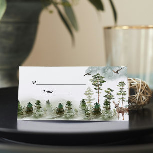 Grönten Modern Nature Forest   Vattenfärg Träd Placeringskort