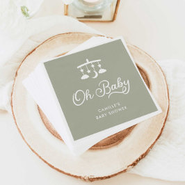 Grönten Modern Oh Baby Shower Sage Pappersservett