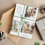 Grönten Modern Photo Collage Ribbon jul Julkort<br><div class="desc">Ribbon-julkort för Modern Photo Collage Grönt Gift Box-Helgdag</div>