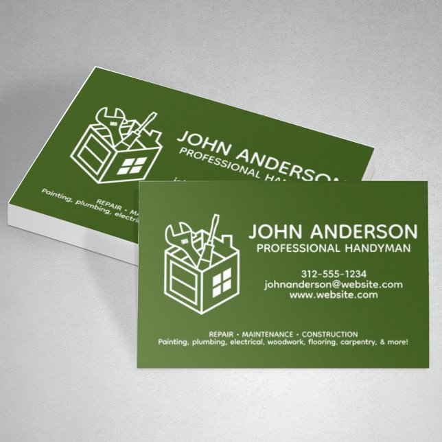 Grönten Modern Professionell Handyman Services Visitkort (Skapare uppladdad)