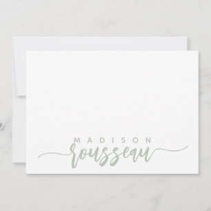 Grönten Modern Script Namn Personlig Sage  Anteckningskort