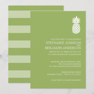 Grönten Modern Slate Rand Pineapple Bröllop Inbjudningar